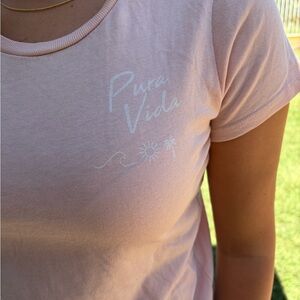 Pura Vida Light Pink Short Sleeve Logo Tee